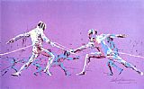Olympic Fencers by Leroy Neiman